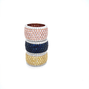 Pavé Yellow and White Diamond Wide Eternity Band