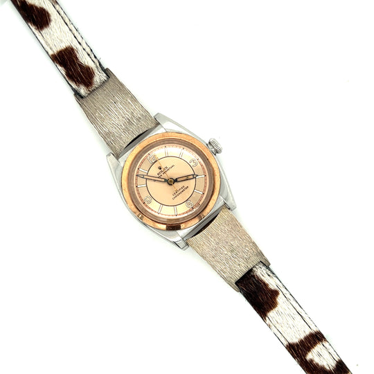 1945 Rolex Bubbleback  34mm 14kt Rose Gold, Stainless + Sterling 1