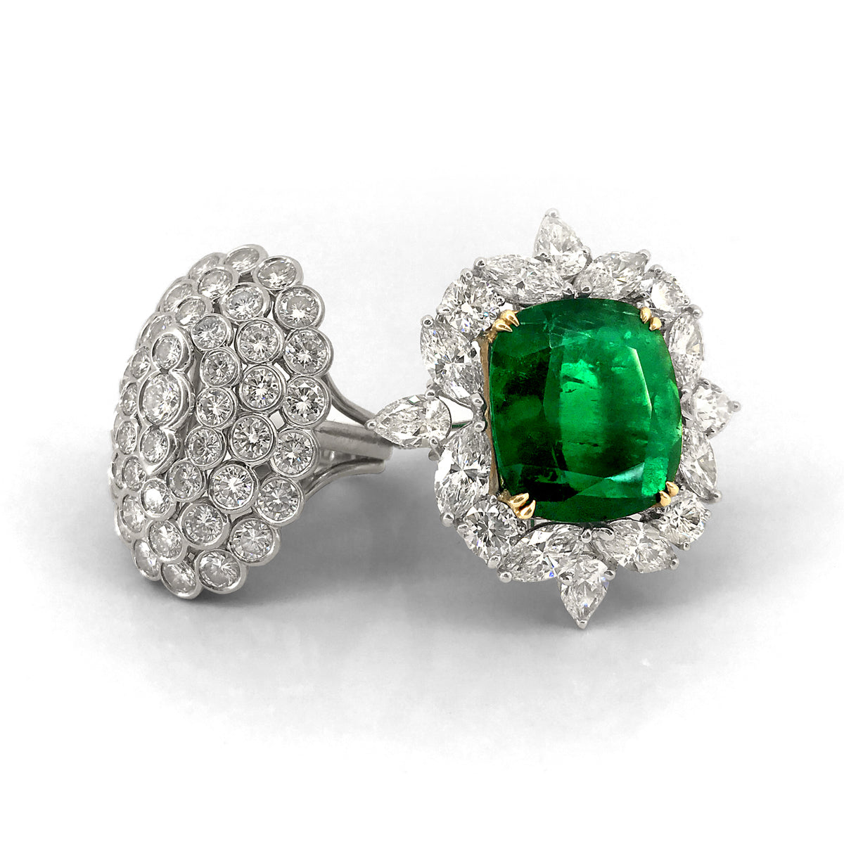 One-of-a-kind Platinum Emerald Cocktail Ring