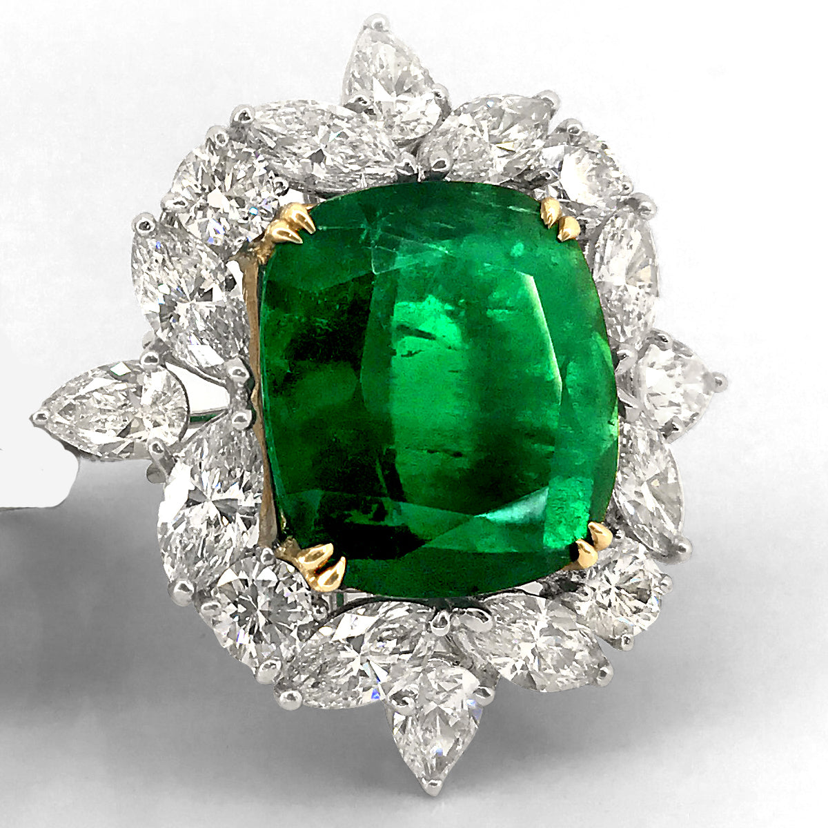 Lab Emerald and Diamond Cocktail Ring | Samba