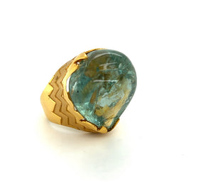 Large Abstract Wave Tulum Cocktail Ring 1