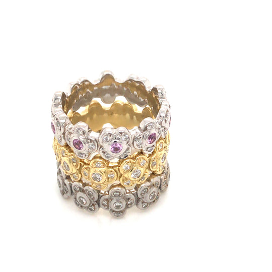 18kt Pavé Diamond Flower Pedal Eternity Band