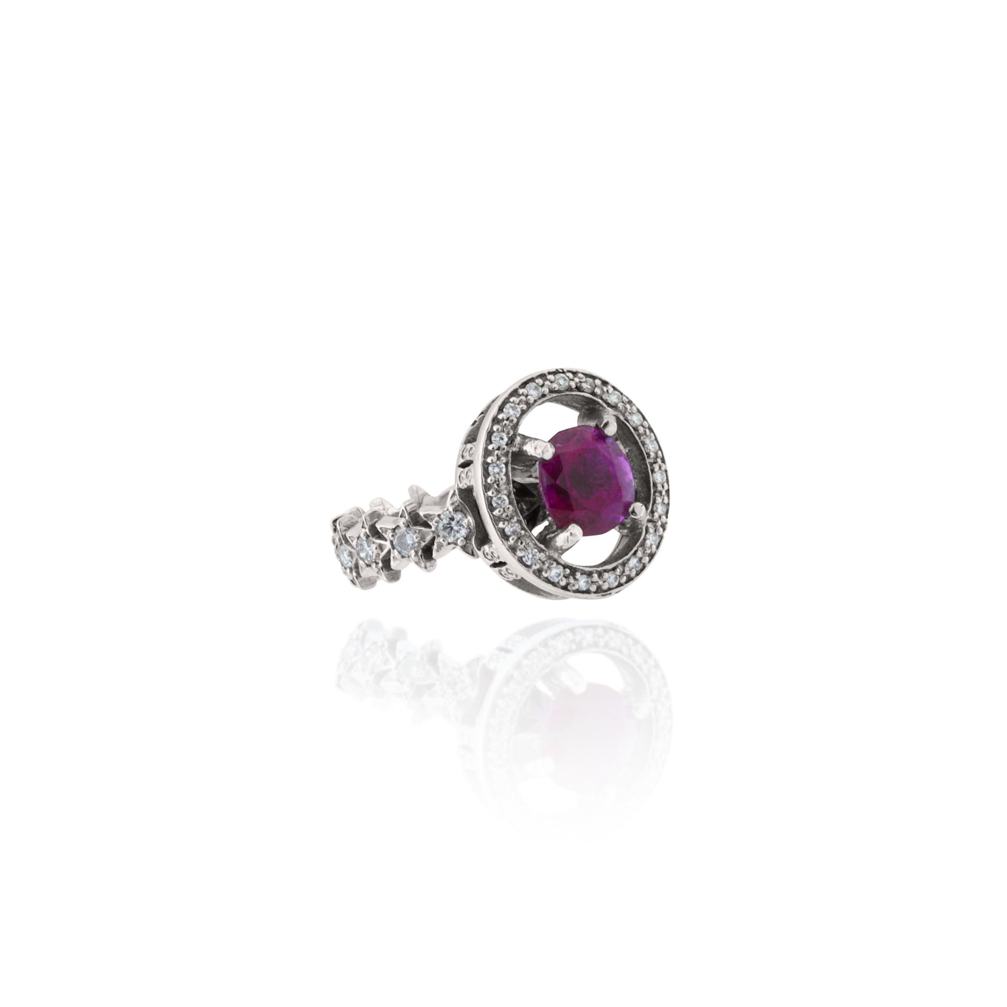 Natural Pink Sapphire + Diamond Ring