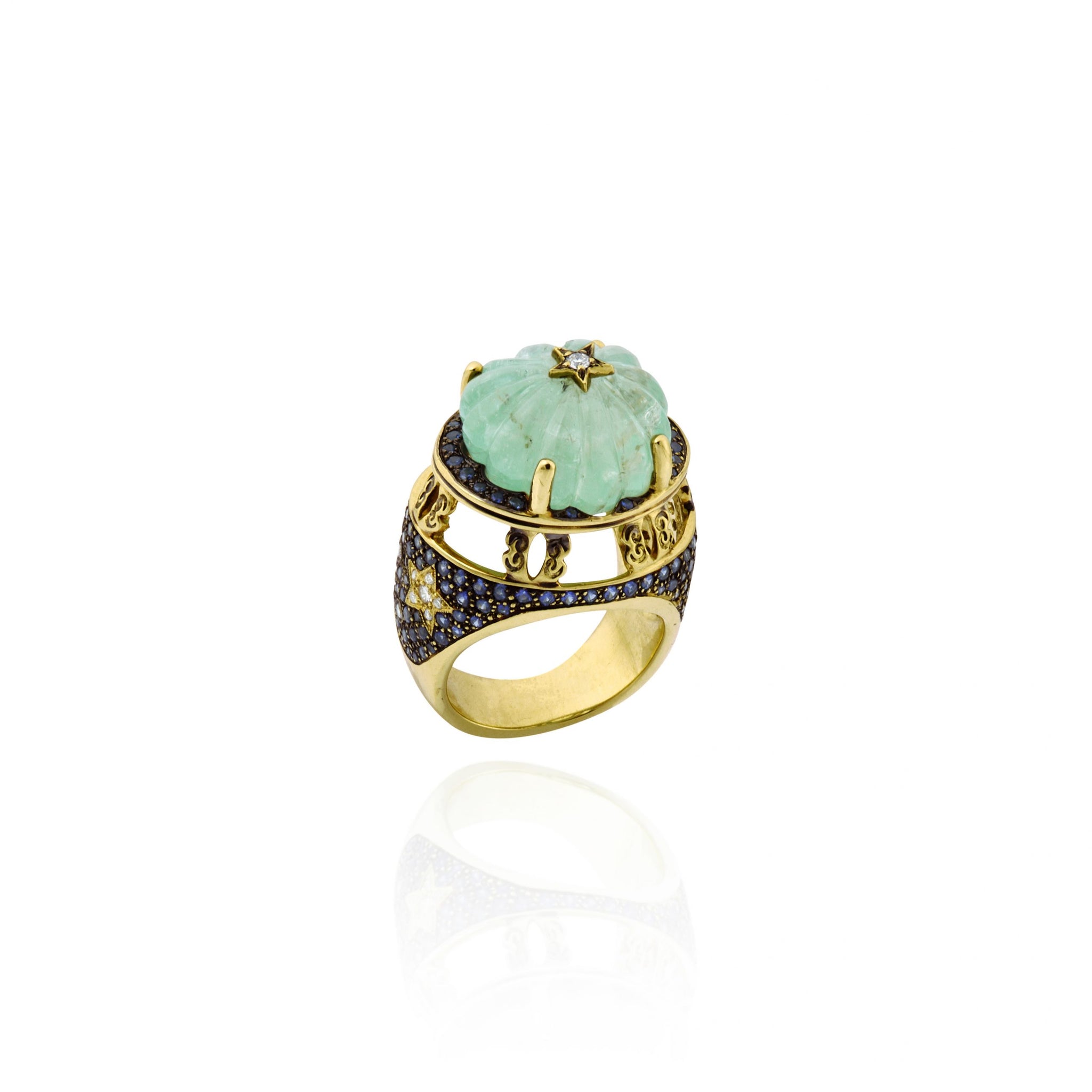 One-of-a-Kind Emerald Heaven + Earth Cocktail Ring