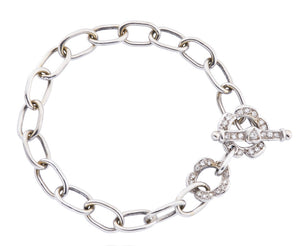 18kt White Gold Cable Link Diamond Bracelet 1