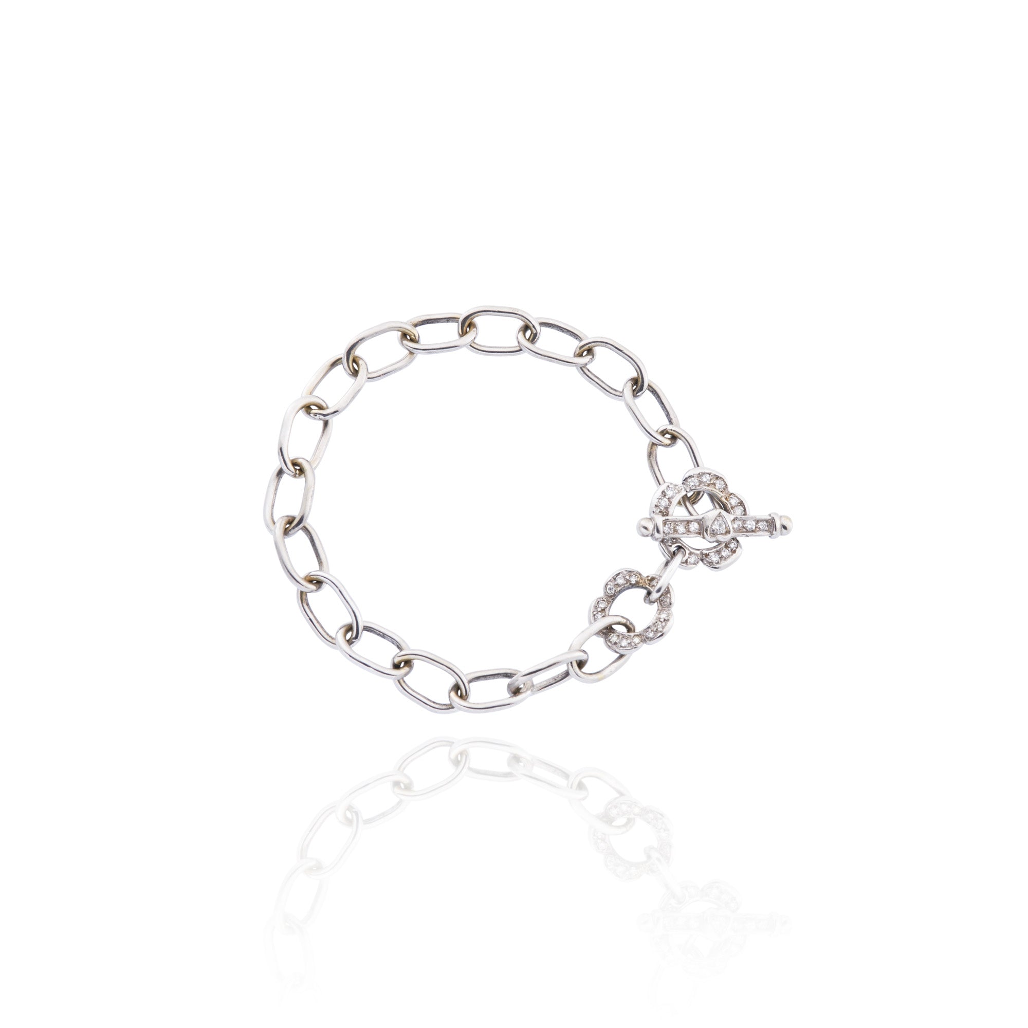 18kt White Gold Cable Link Diamond Bracelet 1