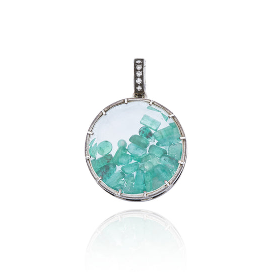 Small Emerald Diamond Dust Charm