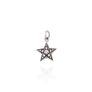 18kt Gold Star Charm with Pink Sapphire