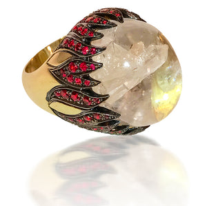 One-of-a-kind 'Fire' Ring with Clear Quartz I