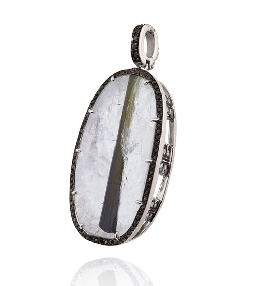 One-of-a-kind Quartz Black Stripe Tourmaline Quartz Detachable Charm