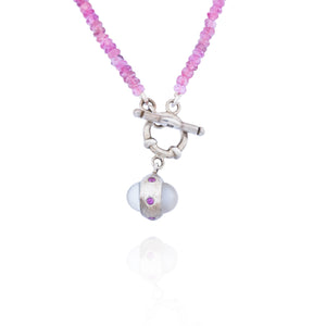 .925 Pink Tourmaline and Moonstone Necklace