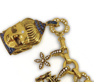 Award-winning 'Aspiring Buddha' Charm in 18kt Green Gold with Pave' Sapphires & Diamond