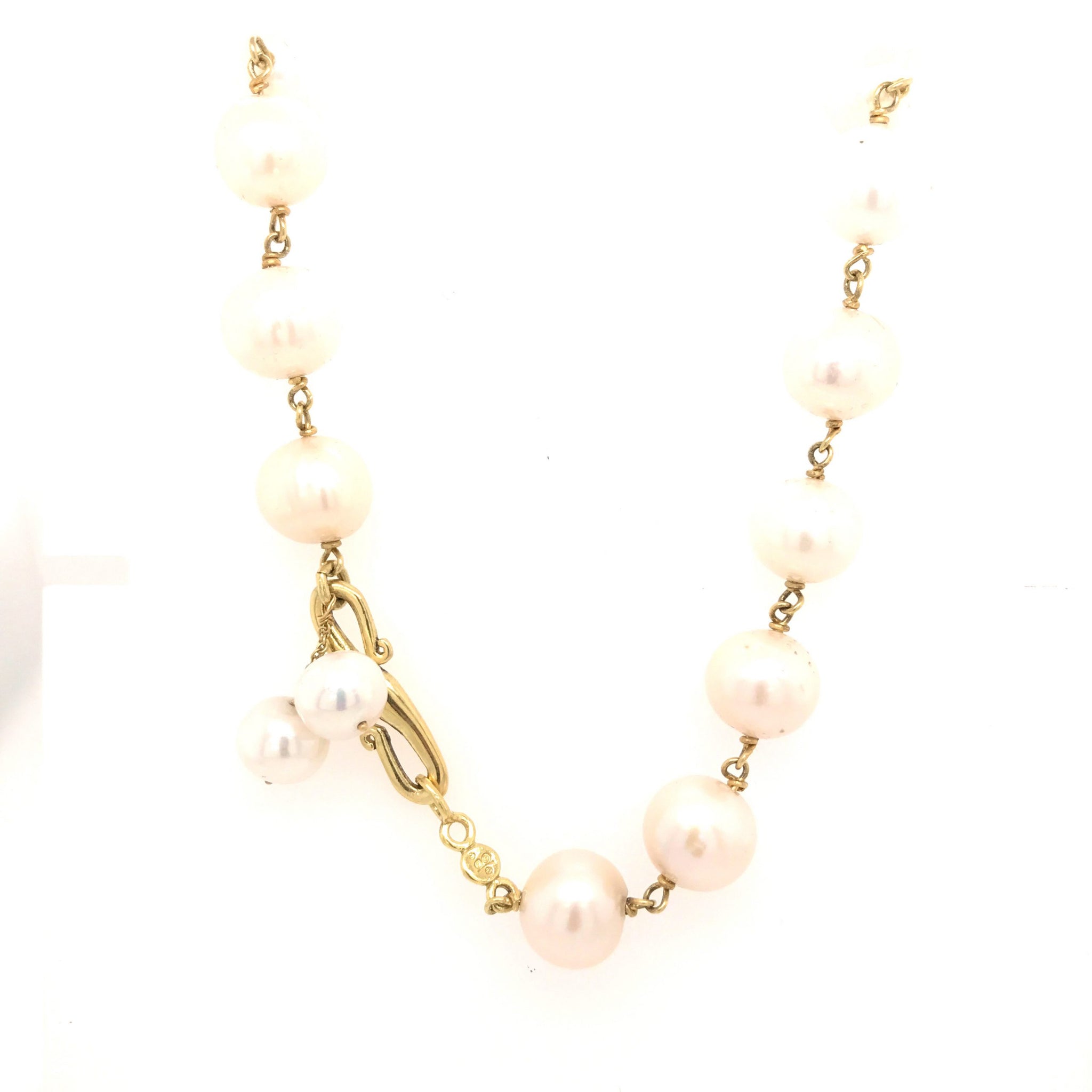 18kt Hand-wrapped ~12mm Pearl Necklace