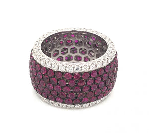 5.57cttw. Pave' Ruby and White Diamond Wide Eternity Band