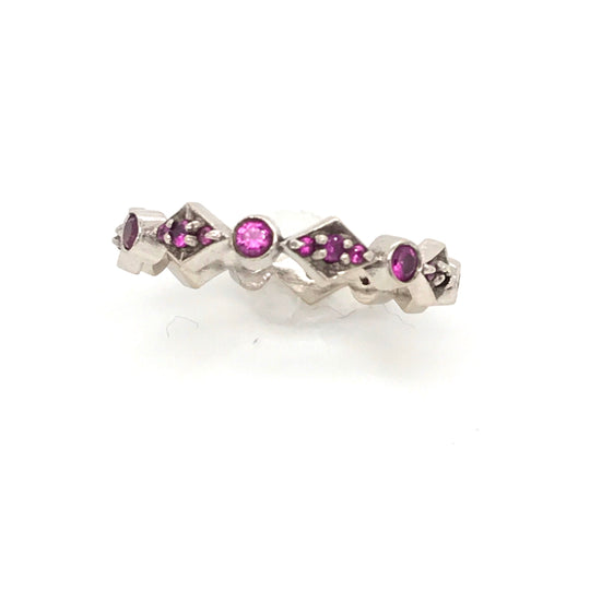 Pave' Pink Sapphire Thin Eternity Band