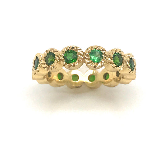 18kt Green Gold Tsavorite Eternity Band