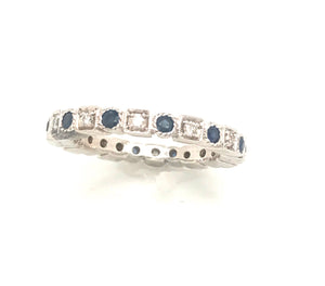 18kt White Blue Sapphire and Diamond Eternity Band