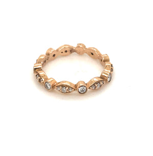 18kt Rose Gold Pavé Alternating Round and Marquise Thin Eternity Band