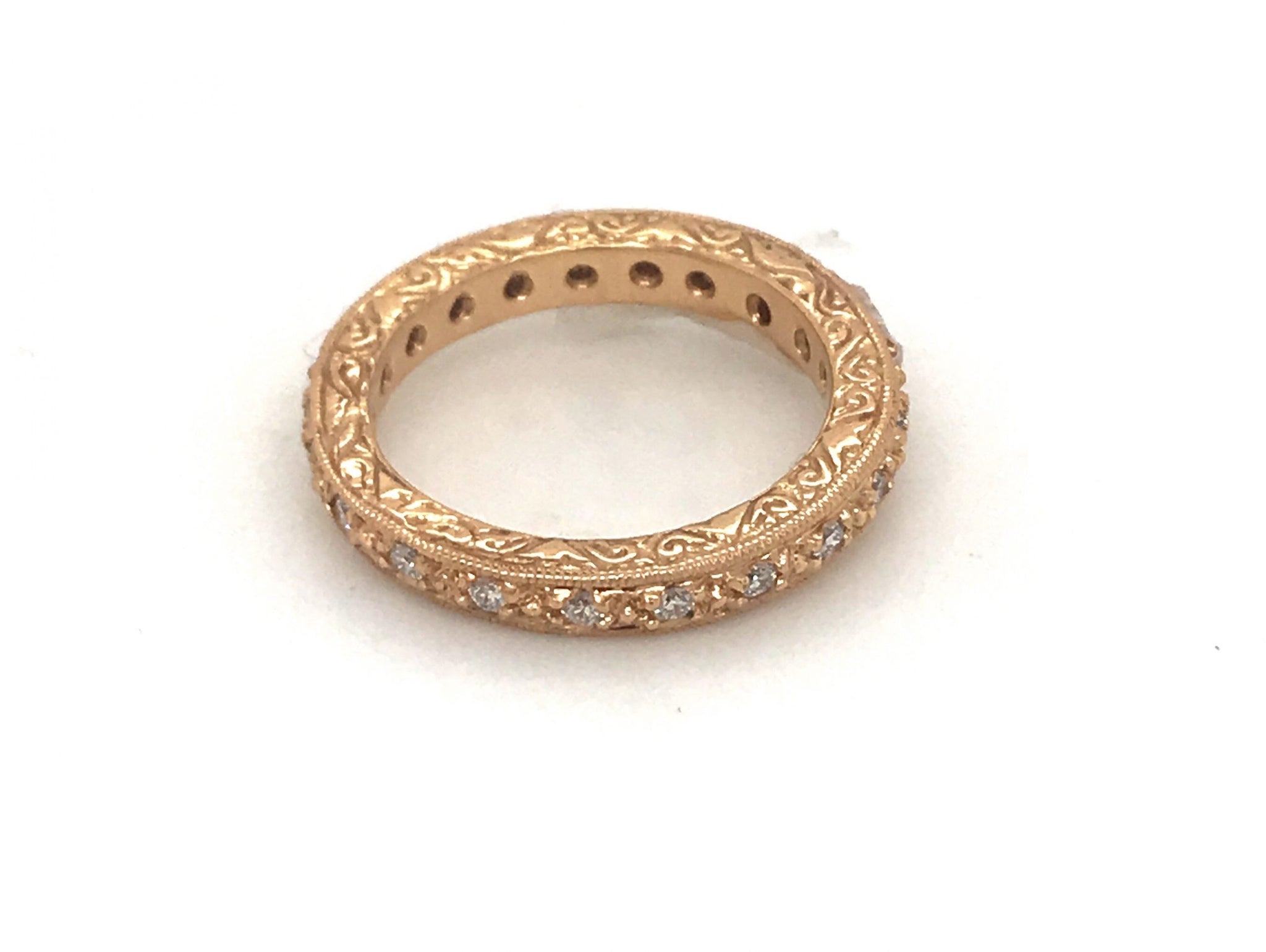 20kt Rose Gold Pavé Linear Thin Eternity Band