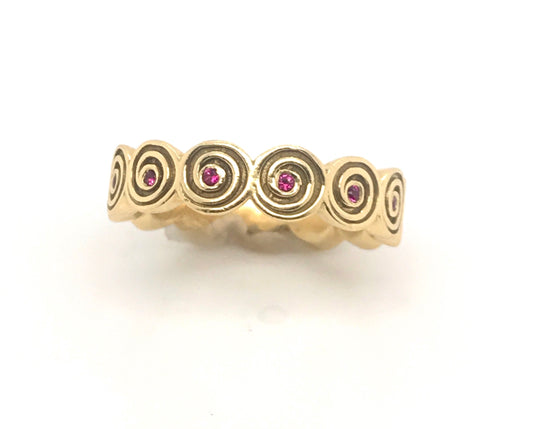 18kt Green Gold Pavé Forever Ruby Eternity Band