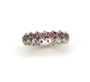 18kt Gold Stackable Pavé Ruby and Sapphire Star Eternity Band