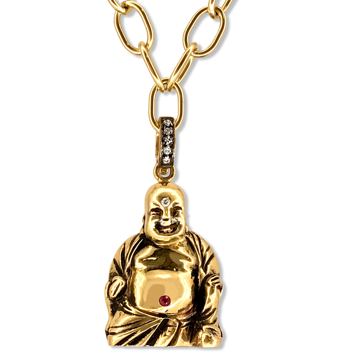 18kt Green Gold Laughing Buddha Charm
