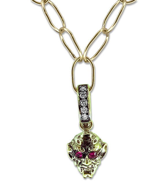 18kt Green Gold Mini Devil Ruby Charm