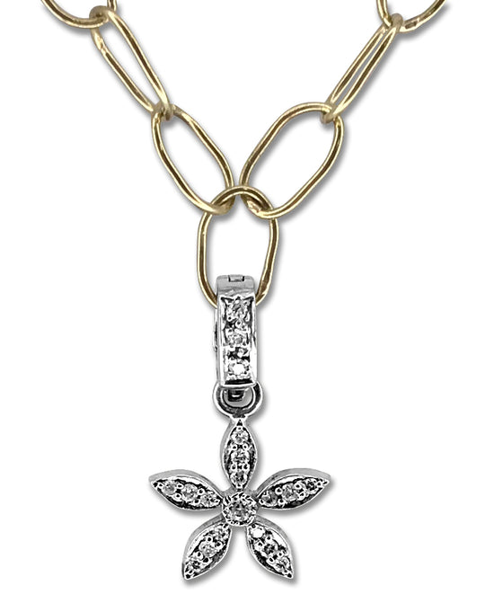 18kt White Gold Lotus Flower Charm