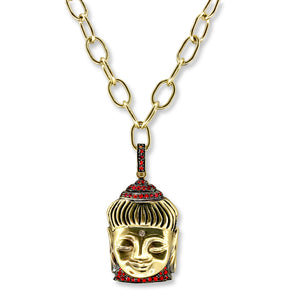 18kt Aspiring Buddha Charm with Pavé Rubies and Diamond