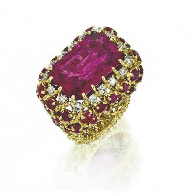 Cartier 18kt Rubellite, Diamond, and Burmese Ruby Cocktail Ring