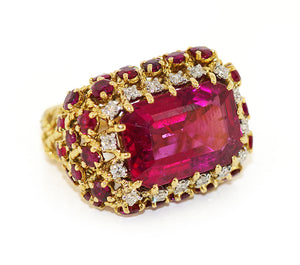 Cartier 18kt Rubellite, Diamond & Burmese Ruby Cocktail Ring