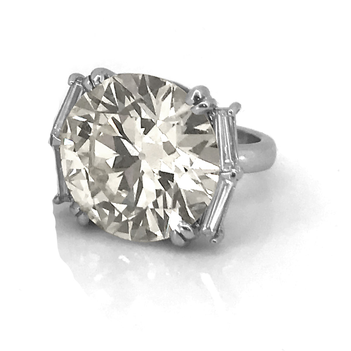 Estate Platinum ~15.73 Transitional-cut Diamond Ring