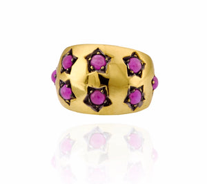 Wide Ruby Star Ring