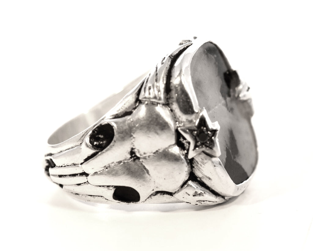 Anti-Tarnish Sterling Silver Carved Calf Skull Ring – Glenn Bradford ...