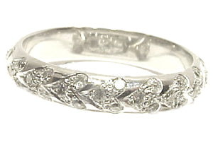 Pave' Half Round Heart Eternity Band