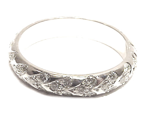 Pave' Half Round Heart Eternity Band