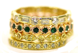 Pave' Yellow Diamond Alternating Round and Marquis Thin Eternity Band