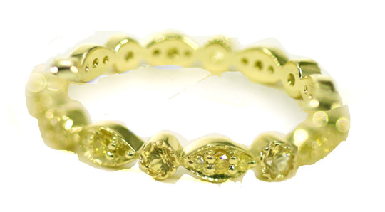 Pave' Yellow Diamond Alternating Round and Marquis Thin Eternity Band