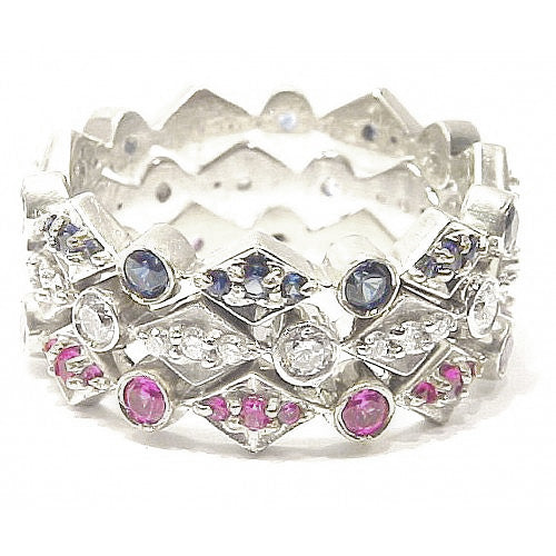 Pave' Pink Sapphire Thin Eternity Band