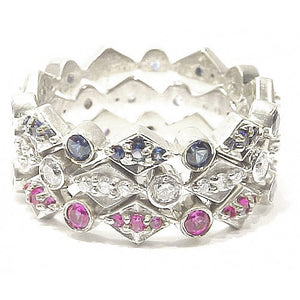 Pave' Pink Sapphire Thin Eternity Band