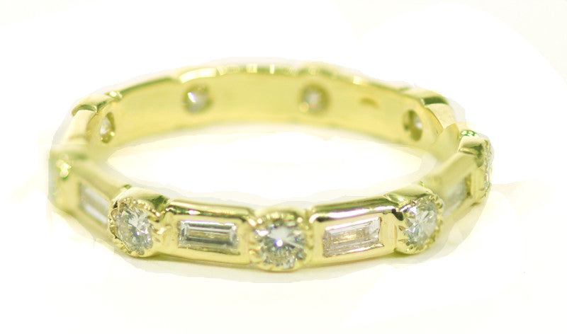 18kt Round and Baguette Diamond Eternity Band