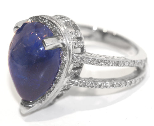 Pear Sapphire & Pave' Diamond  Ring