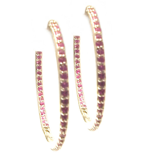 'Large Size Single Row Pavé Hoop Inside + Out'