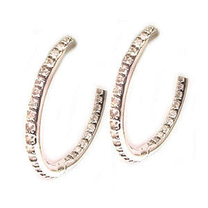 'Medium size Single Row Pave' Hoop Inside & Out'