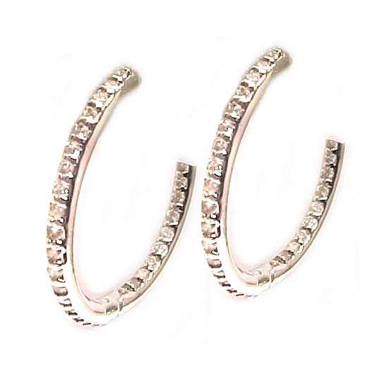 'Medium Size Single Row Pavé Hoop Inside + Out'