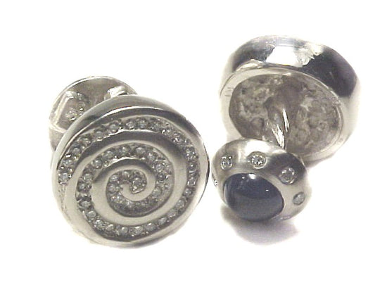 Platinum Diamond and Sapphire Forever Cuff Link