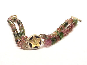'Iconic Star Bracelet w Fully Faceted Tourmaline Beads'