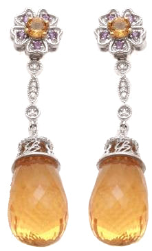Flower Citrine Briolette Detachable Chandelier