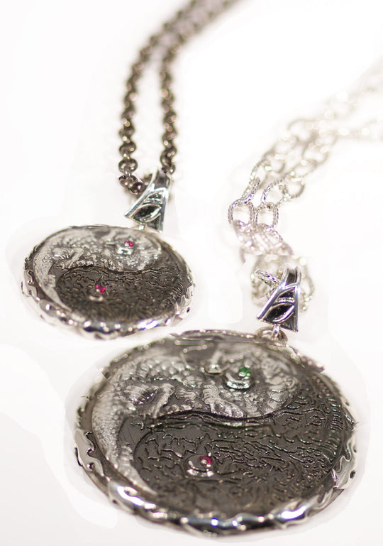 Small Dragon Yin Yang in Anti-tarnish Sterling Silver