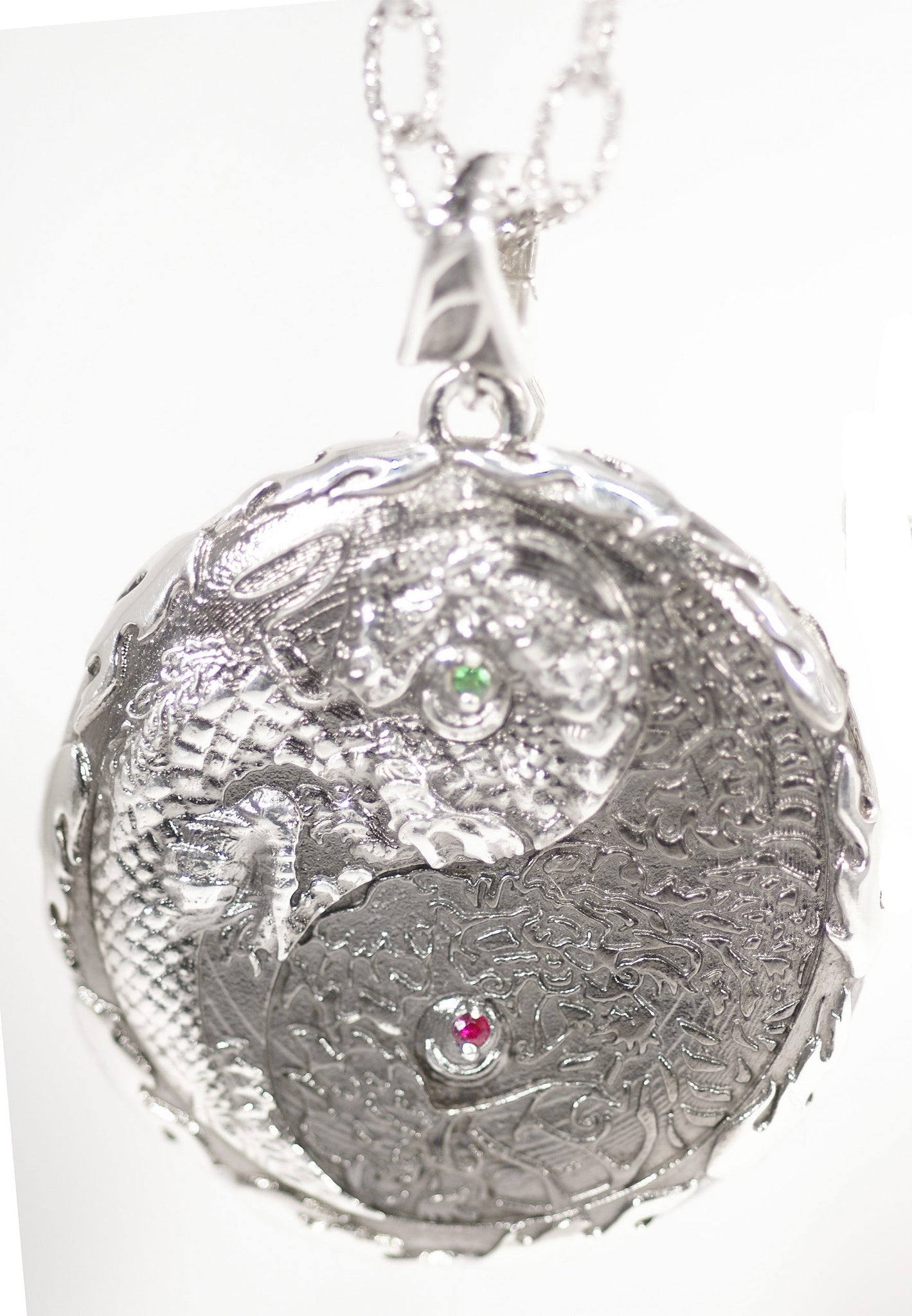 Small Dragon Yin Yang in Anti-tarnish Sterling Silver